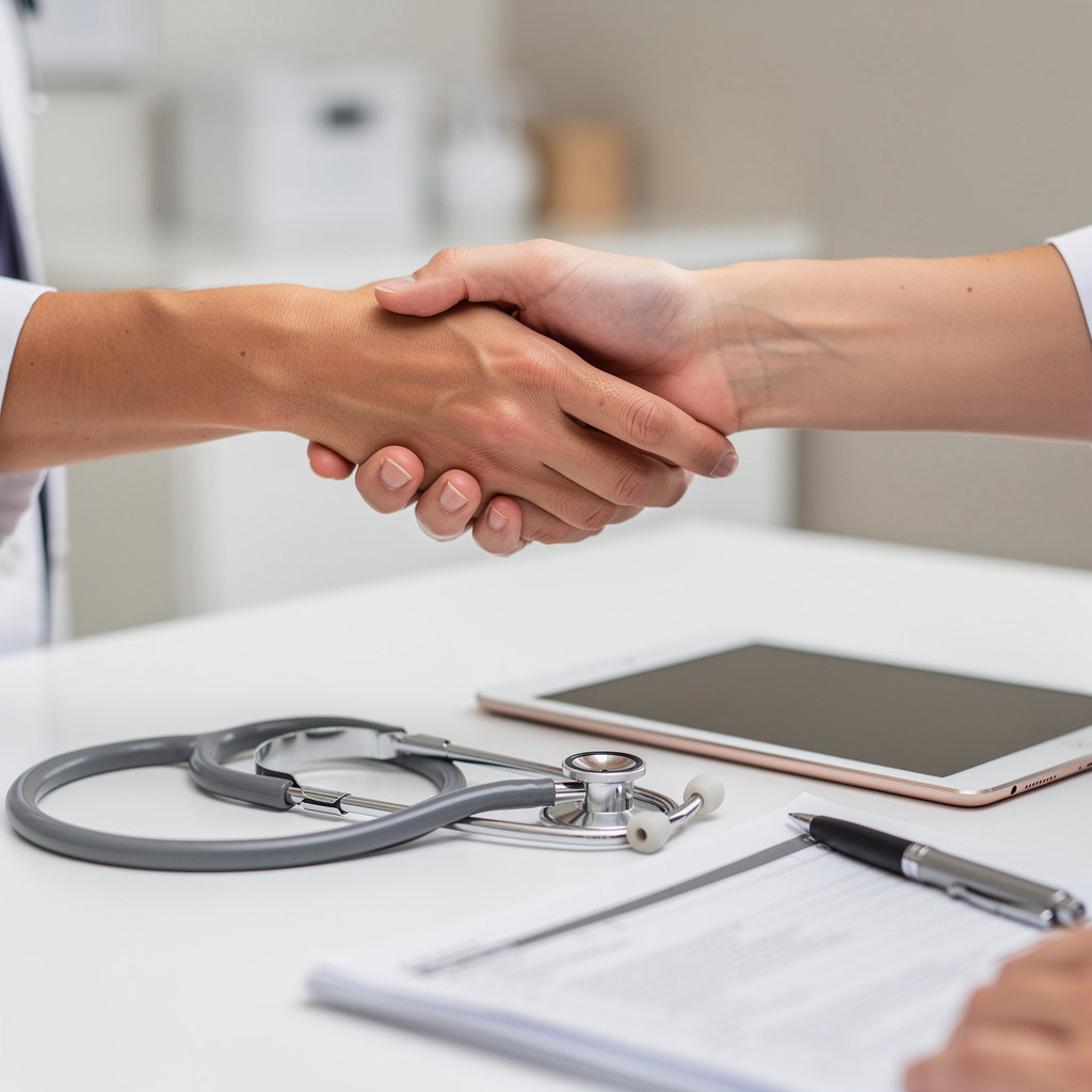 Kornberg Jason MD San Diego primary care physician discussing health services with a patient